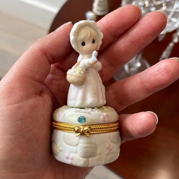 Precious moments March aquamarine small trinket ring holder - Picture 1 of 4